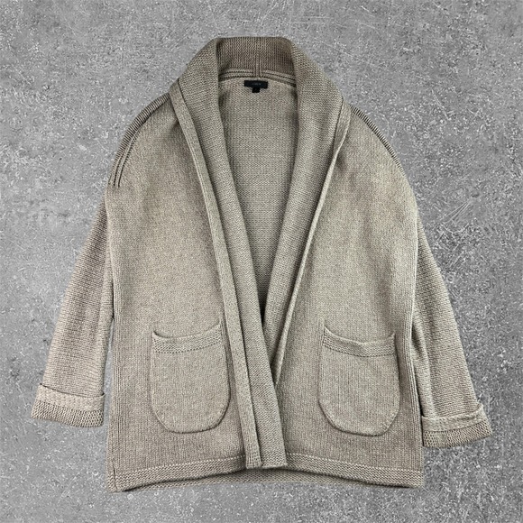 J.Crew Sweaters - J.Crew Cardigan Sweater Women's Small Tan Shawl Collar Open Front Cotton Wool